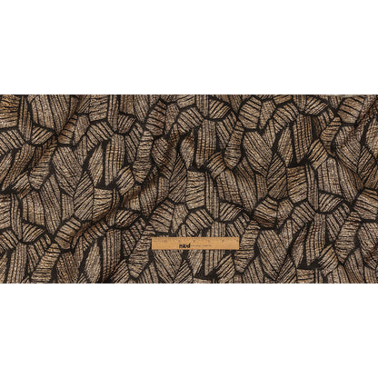 Metallic Gold and Black Abstract Hatching Luxury Brocade Full