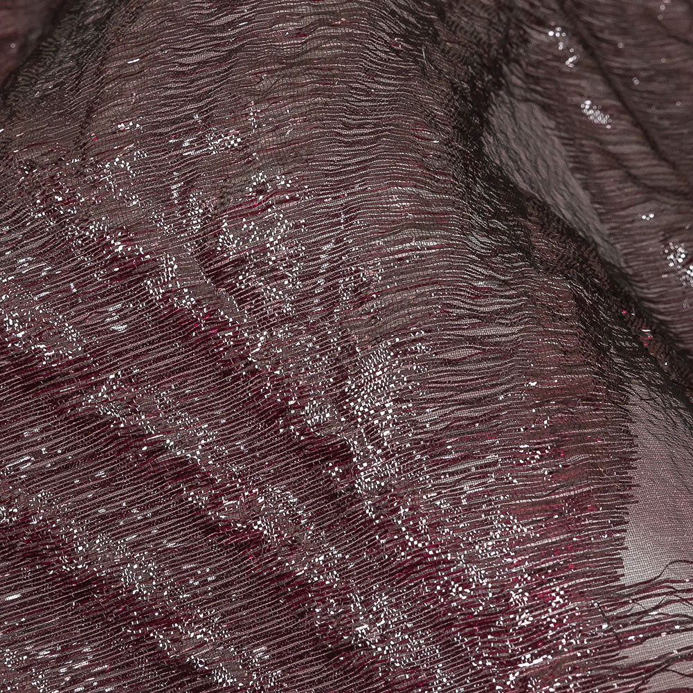 Metallic Black and Burgundy Abstract Sheer Luxury Burnout Brocade Detail