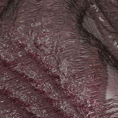 Metallic Black and Burgundy Abstract Sheer Luxury Burnout Brocade Detail
