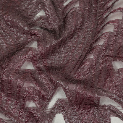 Metallic Black and Burgundy Abstract Sheer Luxury Burnout Brocade