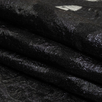 Metallic Navy and Black Abstract Luxury Burnout Brocade Folded