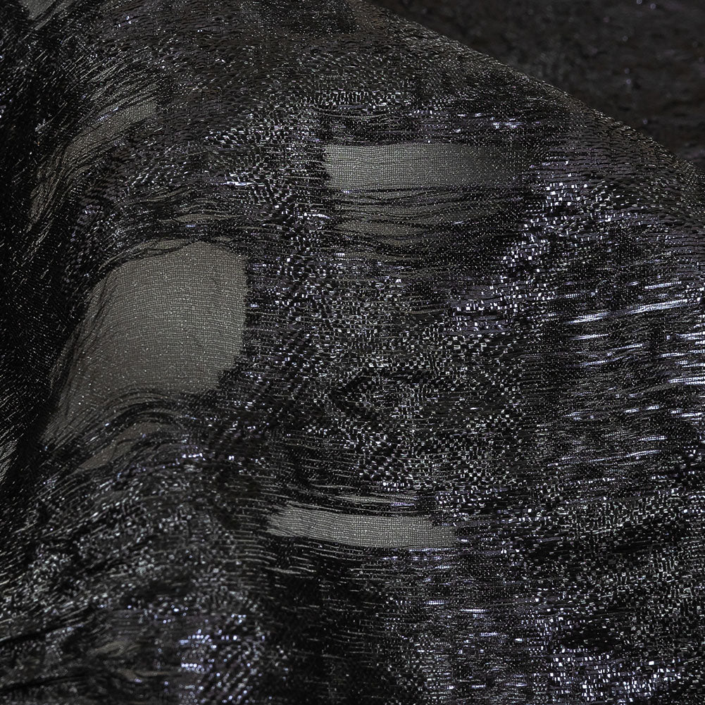 Metallic Navy and Black Abstract Luxury Burnout Brocade Detail