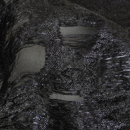 Metallic Navy and Black Abstract Luxury Burnout Brocade Detail