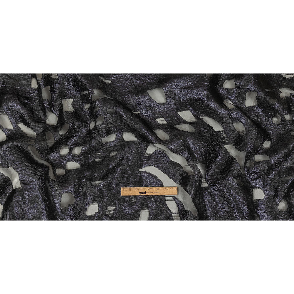 Metallic Navy and Black Abstract Luxury Burnout Brocade Full
