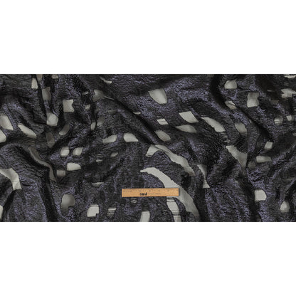 Metallic Navy and Black Abstract Luxury Burnout Brocade Full
