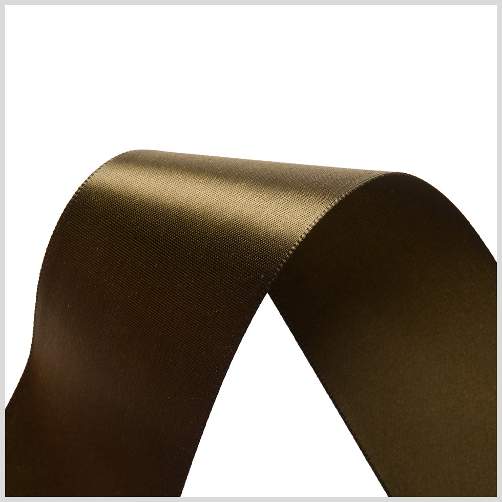 1.5" Olive Single Face Satin Ribbon Detail