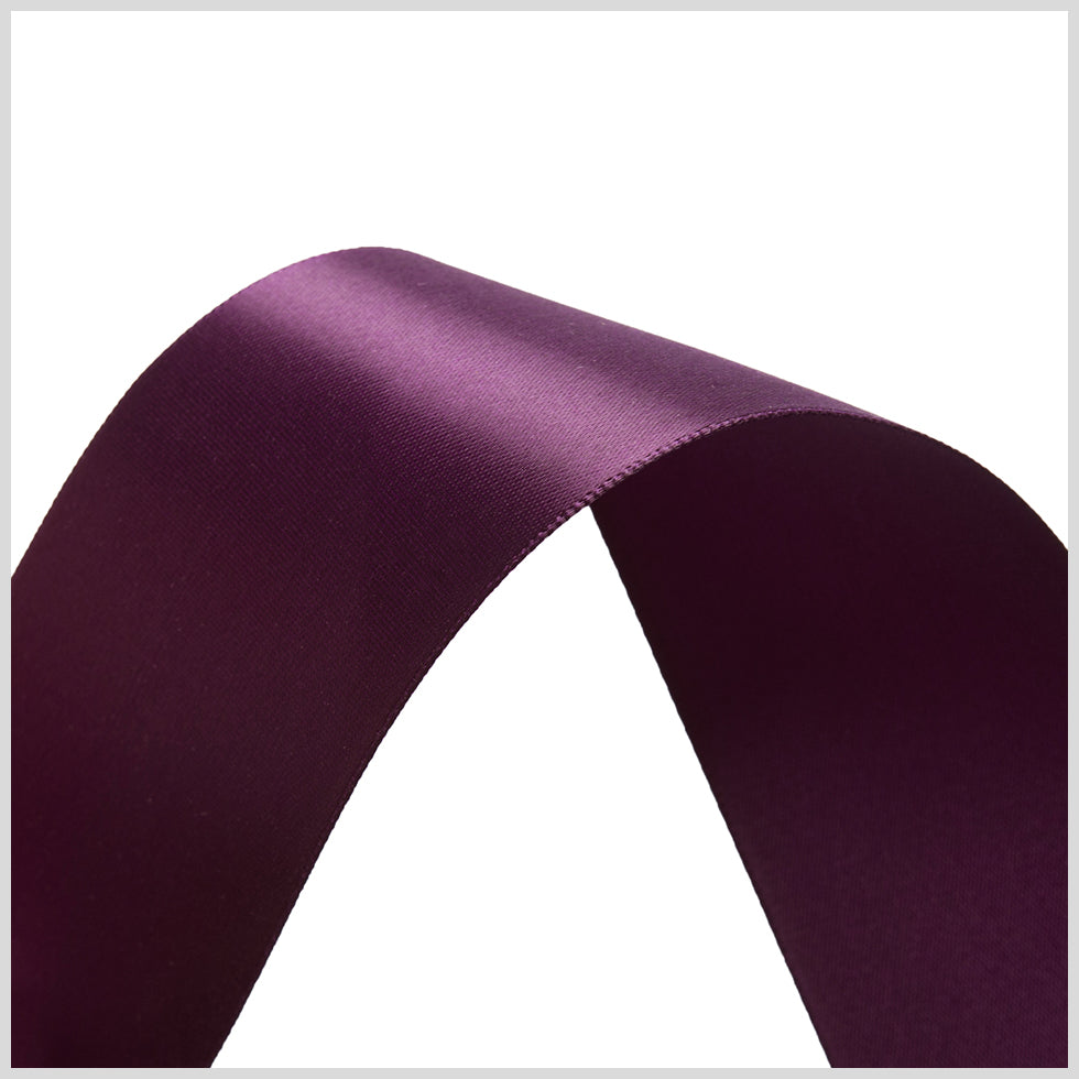 1.5" Deep Plum Single Face Satin Ribbon Detail