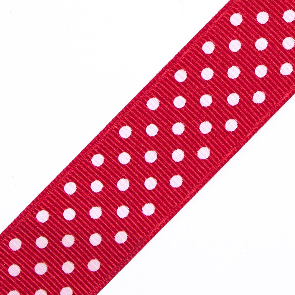 7/8" Red Polka Dot Grosgrain Ribbon Detail