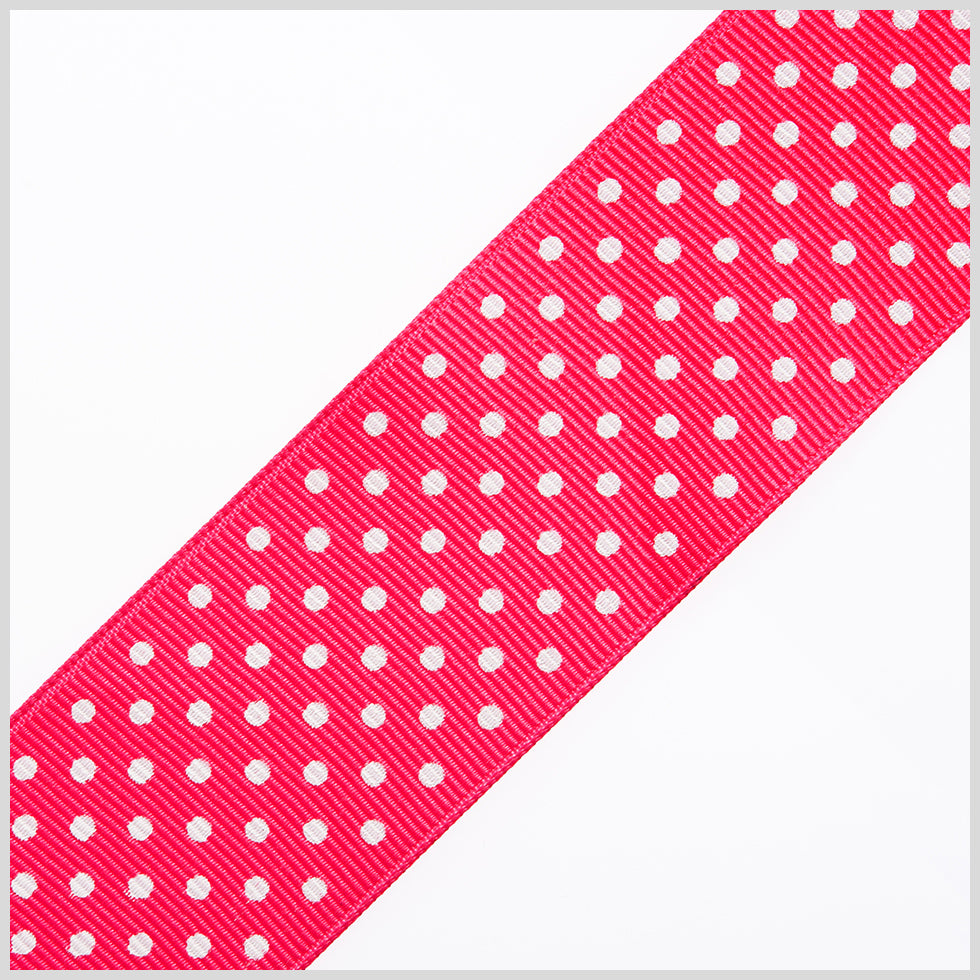 1.5" Shocking Pink Polka Dot Grosgrain Ribbon