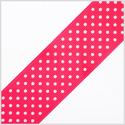 1.5" Shocking Pink Polka Dot Grosgrain Ribbon