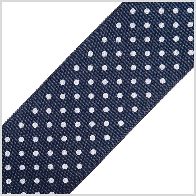 1.5" Navy Polka Dot Grosgrain Ribbon