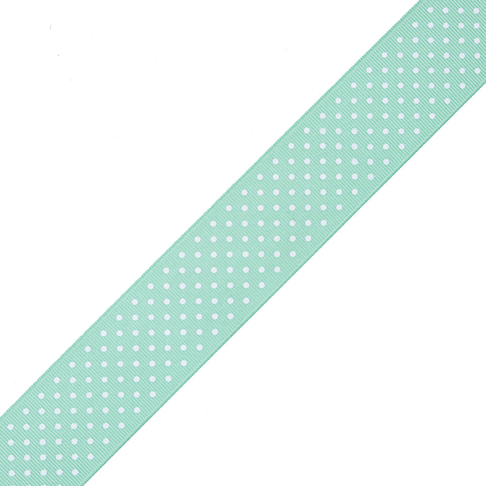 Mint Polka Dot Grosgrain Ribbon