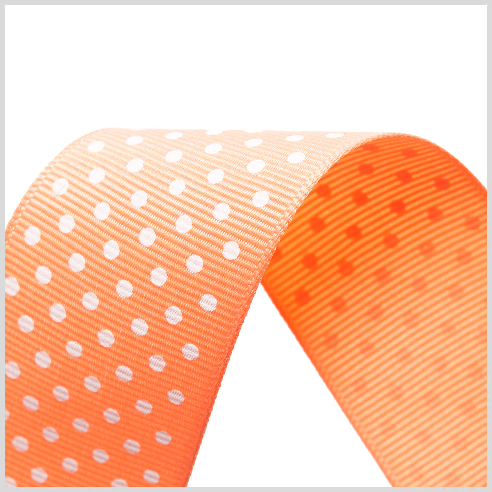 1.5" Apricot Polka Dot Grosgrain Ribbon Detail