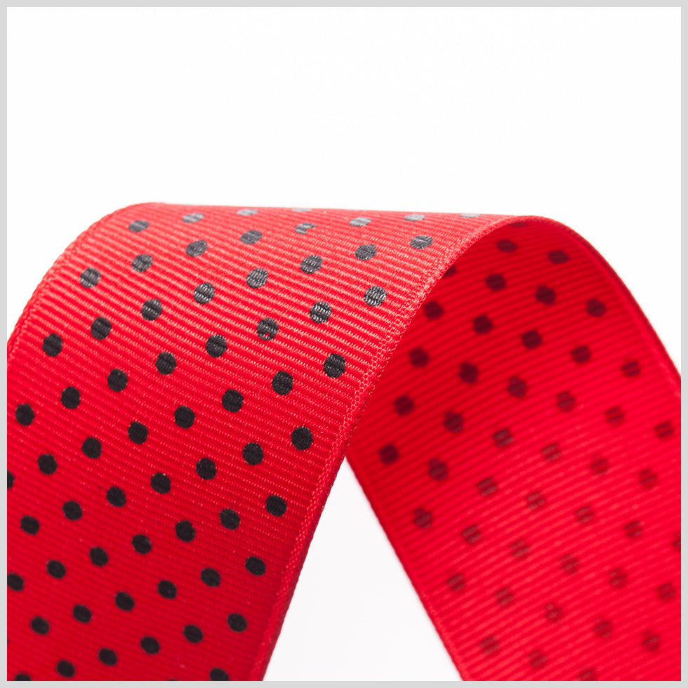 1.5" Red Polka Dot Grosgrain Ribbon Detail