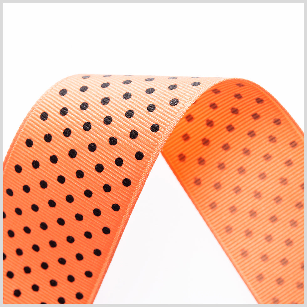 1.5" Apricot Polka Dot Grosgrain Ribbon Detail
