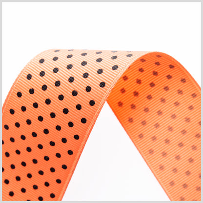 1.5" Apricot Polka Dot Grosgrain Ribbon Detail