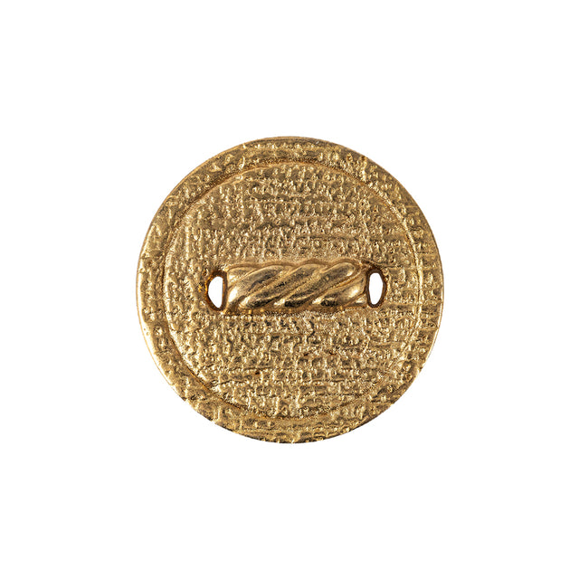 Italian Gold Faux Rope Textured Shank Back Metal Button - 36L/23mm