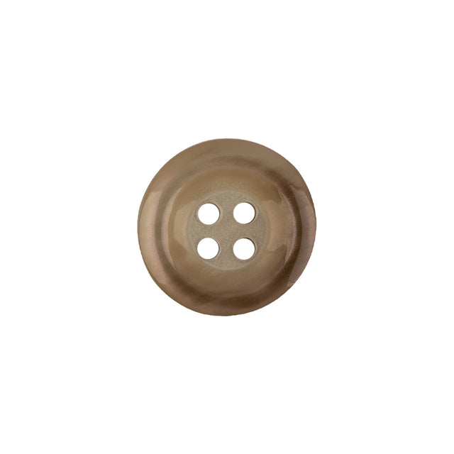 Italian Silver Birch Hologram and Beige Iridescent Rolled Rim 4-Hole Plastic Button - 24L/15mm