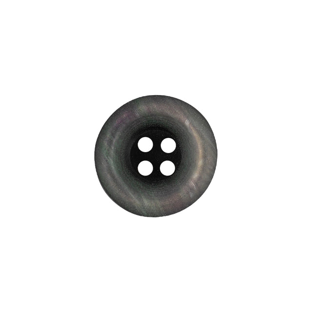 Italian Light Blue Iridescent Rolled Rim 4-Hole Plastic Button - 24L/15mm