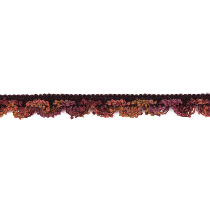 Maroon, Red, Pink and Yellow Boucled Wool Blend Trimming - 1"