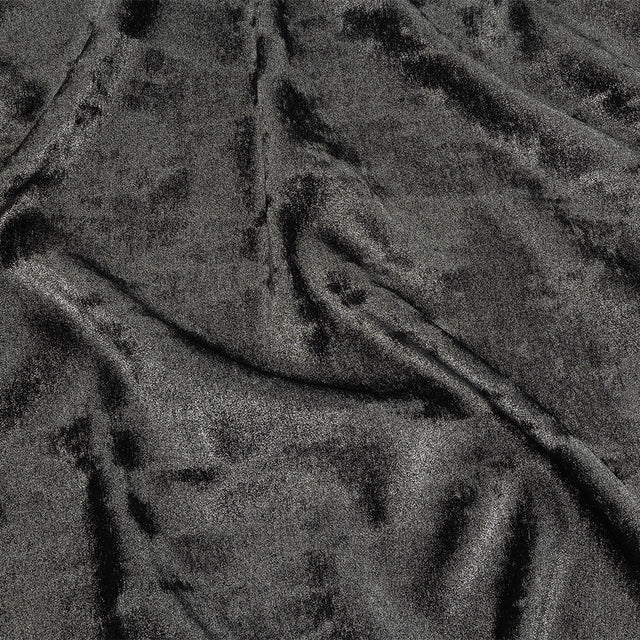 Drapey Metallic Polyester Woven - Gunmetal Black - Twinkle Stars Collection