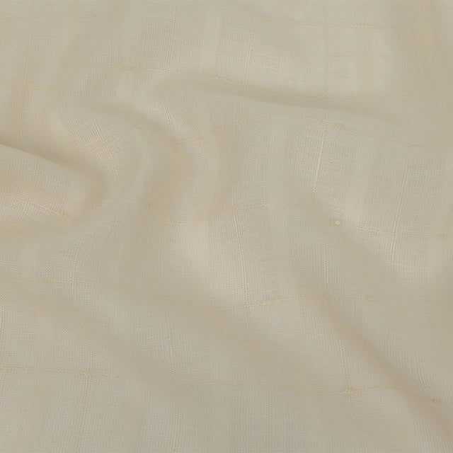 Ecru Slubbed Windowpane Checks Lightweight Linen Dobby