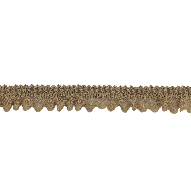 Desert Beige Ruffled Stretch Lace Trimming - 0.625"