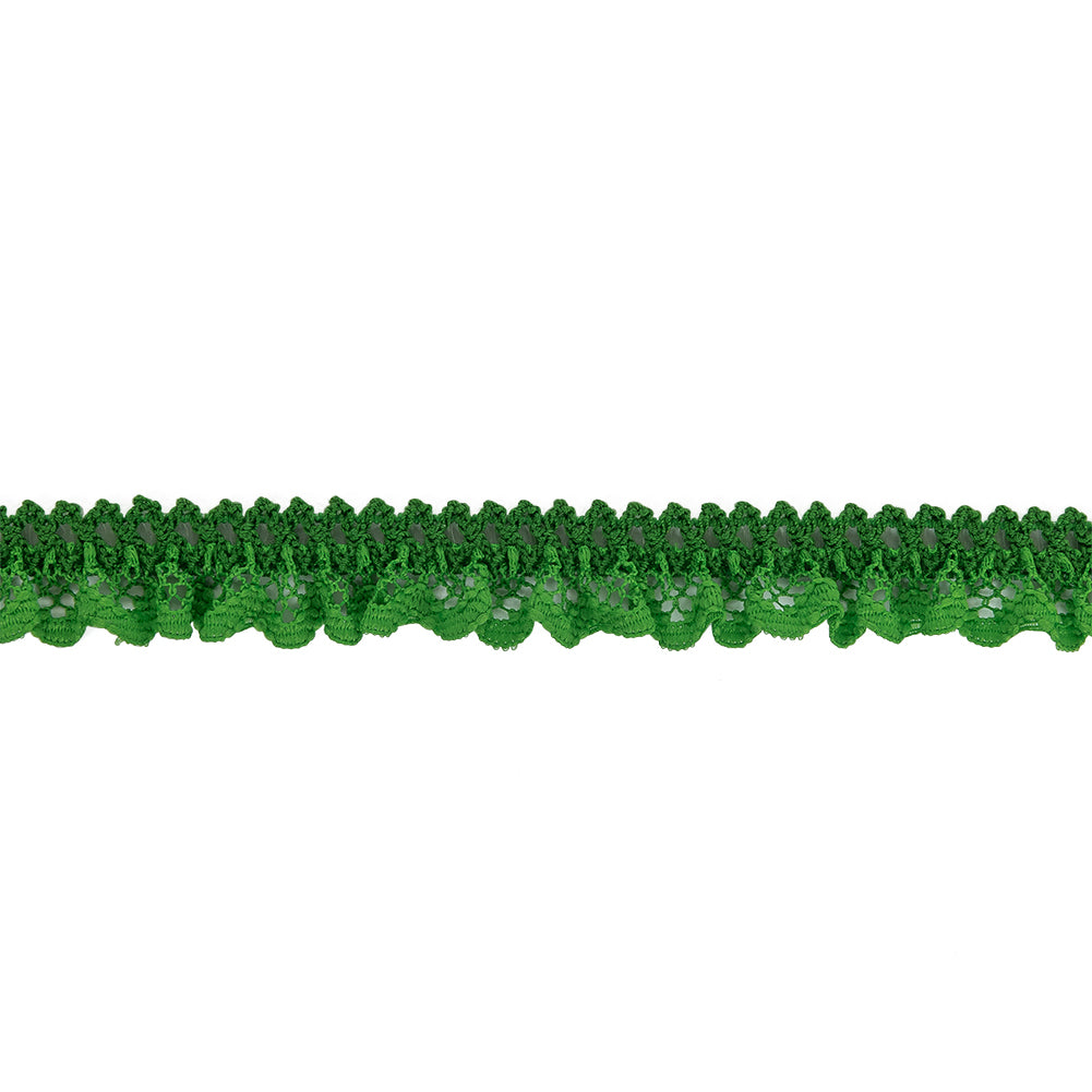 Grass Green Ruffled Stretch Lace Trimming - 0.625"