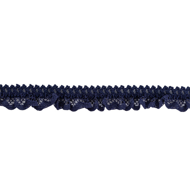 Black Iris Ruffled Stretch Lace Trimming - 0.625"
