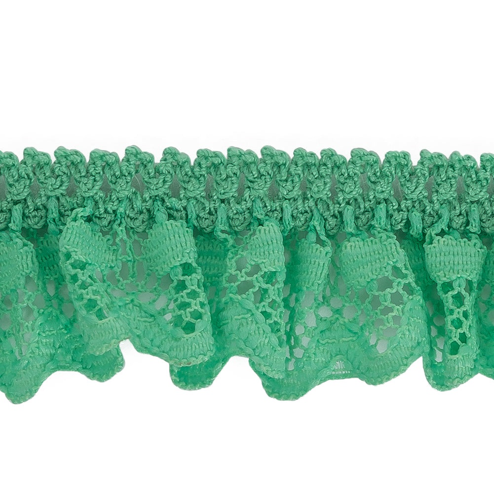 Spearmint Ruffled Stretch Lace Trimming - 1" Detail