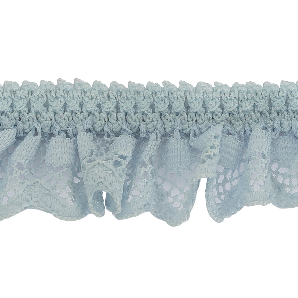 Baby Blue Ruffled Stretch Lace Trimming - 1" Detail