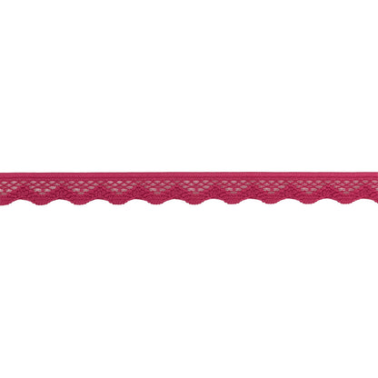 Deep Pink Scalloped Edge Lace Geometric Trimming - 0.5"