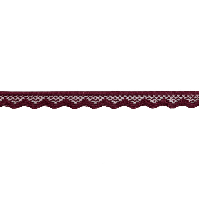 Wine Scalloped Edge Lace Geometric Trimming - 0.5"
