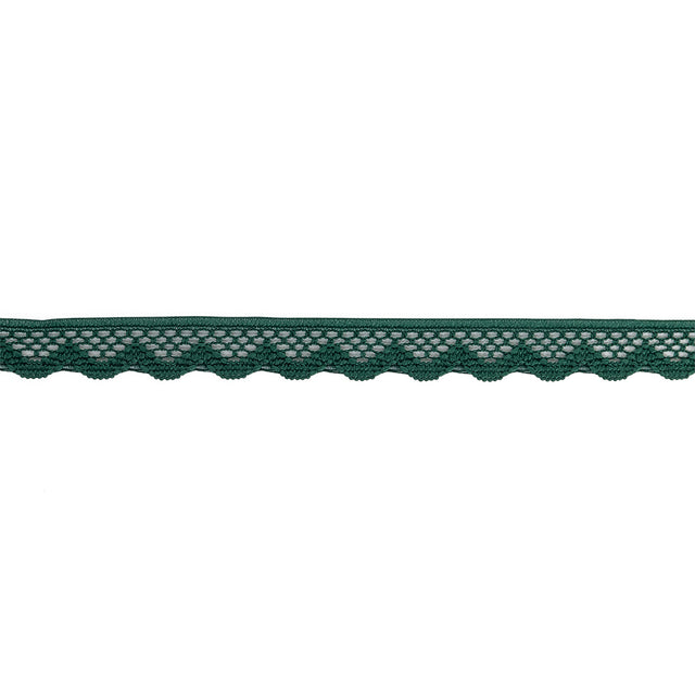 Hunter Green Scalloped Edge Lace Geometric Trimming - 0.5"