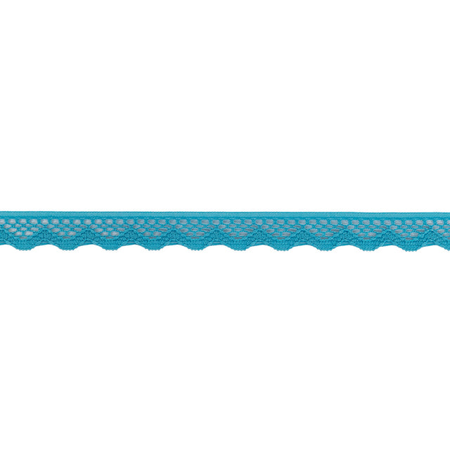 Sky Blue Scalloped Edge Lace Geometric Trimming - 0.5"