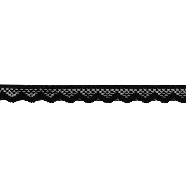 Black Scalloped Edge Lace Geometric Trimming - 0.5"