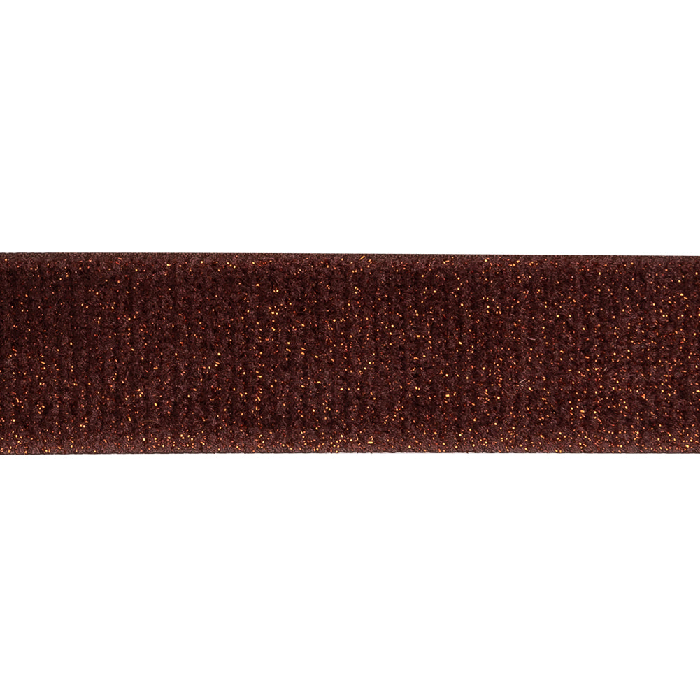 Teddy Red and Amber Glitter Velvet Trim - 1" Detail