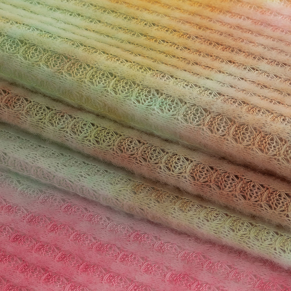 Yellow, Aqua and Pink Whisky Tie Dye Brushed Waffle Knit Detail
