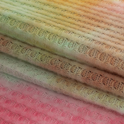 Yellow, Aqua and Pink Whisky Tie Dye Brushed Waffle Knit Detail