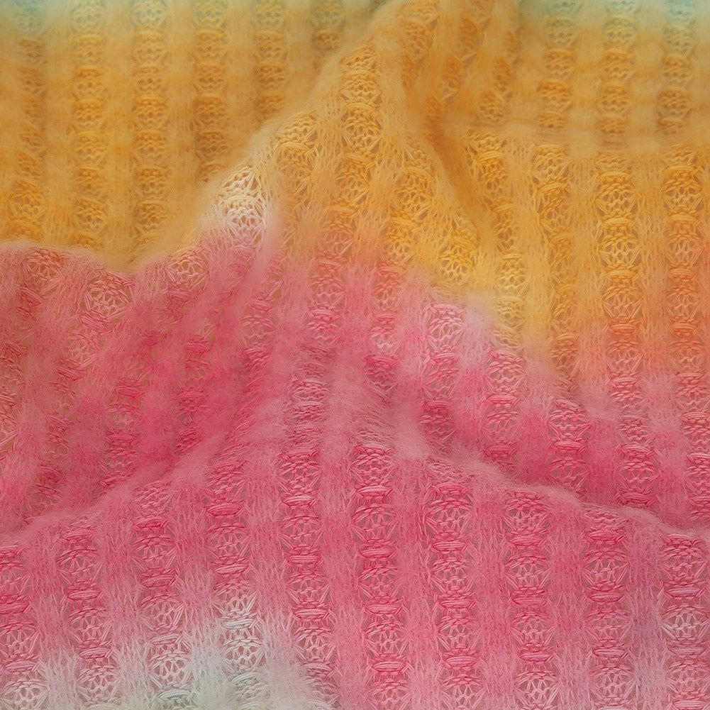 Yellow, Aqua and Pink Whisky Tie Dye Brushed Waffle Knit Full