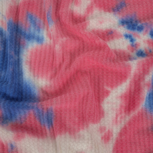 Pink, Blue and White Whisky Tie Dye Brushed Waffle Knit