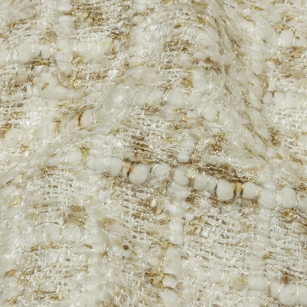 Newcastle Beige and White Viscose and Acrylic Chenille Tweed Folded