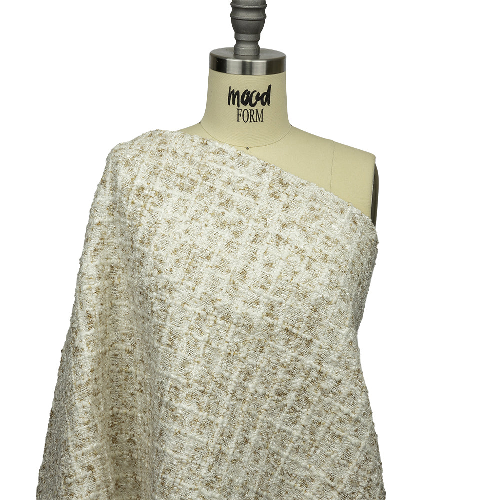 Newcastle Beige and White Viscose and Acrylic Chenille Tweed Detail