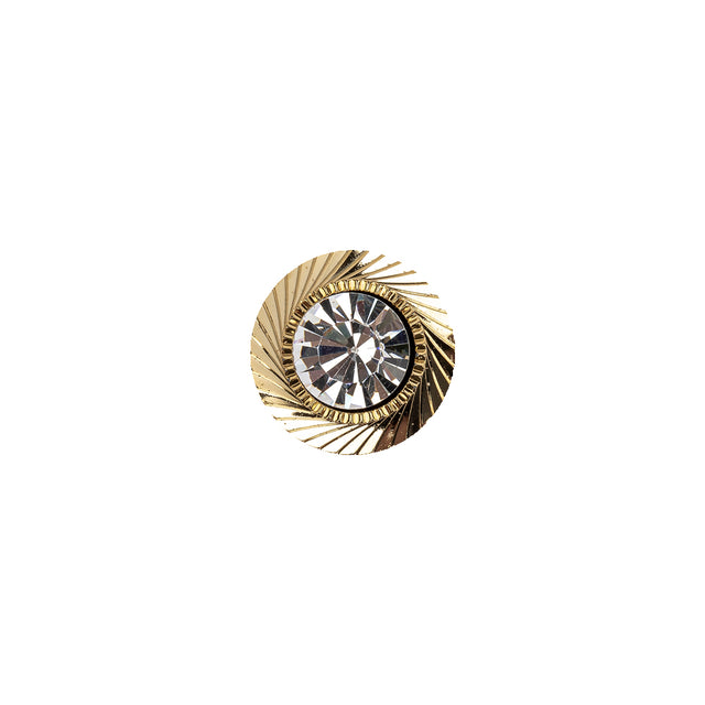 Italian Crystal Rhinestones and Gold Metal Shank Back Button - 18L/11.5mm