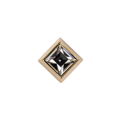 Italian Crystal Rhinestones and Metallic Gold Square Shank Back Button - 24L/15mm