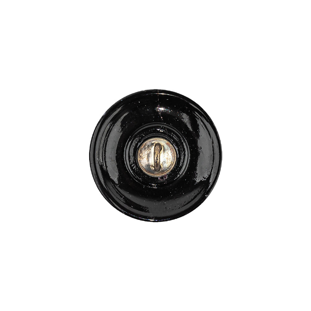 Vintage Blue Iris and Black Classical Shank Back Glass Button - 28L/18mm Detail