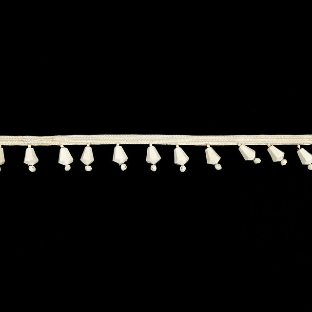 Vintage Chalk White and Ivory Beaded Fringe - 1"
