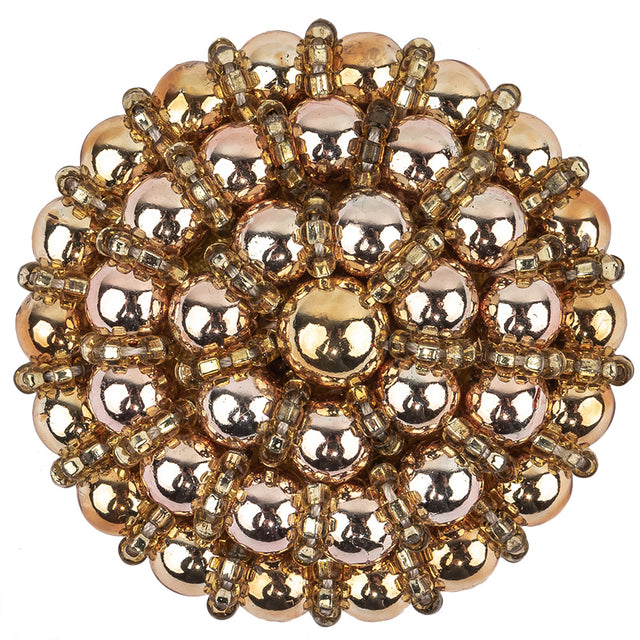 Vintage Gold and Rose Pearl Beaded Applique - 1.5" x 1.5"