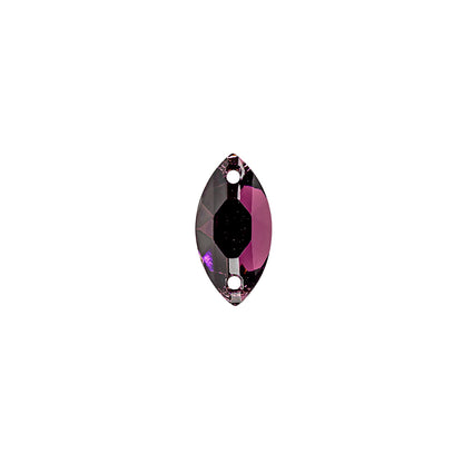 Vintage Swarovski Amethyst Marquis Cut Flat Back Sew-on Crystal Rhinestone - 0.25" x 0.5"