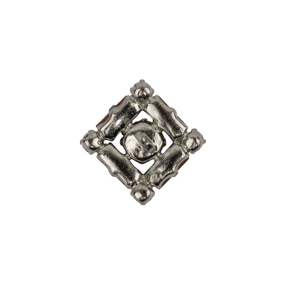 Vintage Swarovski Crystal Rhinestones and Gems, Silver Metal Square Shank Button - 30L/19mm Detail